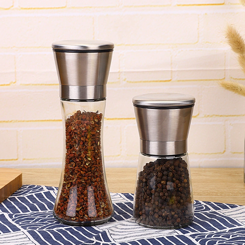 Pepper Grinder Spice Grinding Glass Seasoning Jar with Cover