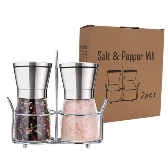 Durable 150ml Salt and Pepper Grinder Stainless Steel Manual Mill Grinder Bottle Glass Spice Jars