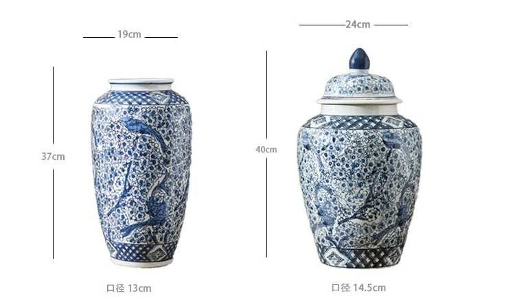 Chinese Antique Home Goods Decorative Ceramic Blue and White Porcelain Ginger Jar
